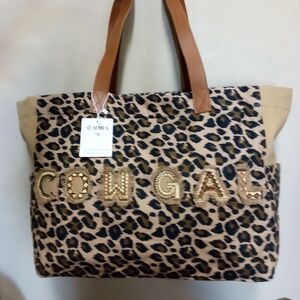 NWT, Myra Bag Co Leopard Print Cow Gal Weekender